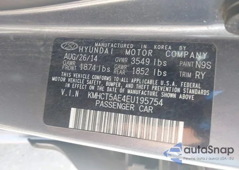 2014 Hyundai Accent Gs from USA, damaged, VIN KMHCT5AE4EU195754